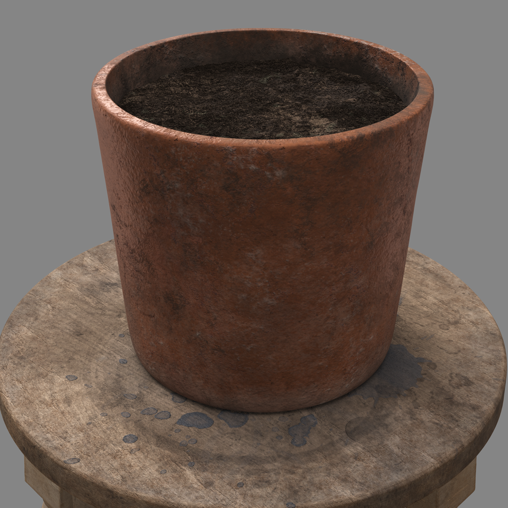 Flower pot on a stool, detail 2