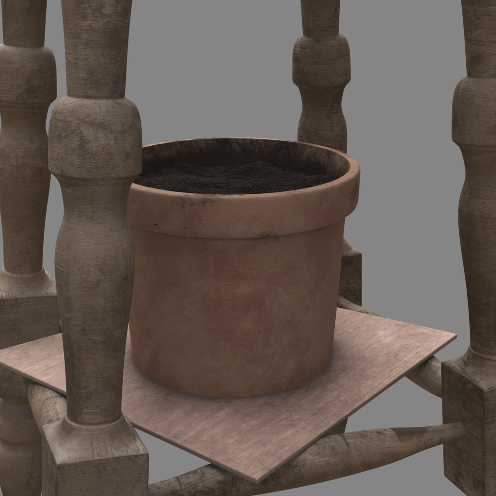 Flower pot on a stool, detail 3